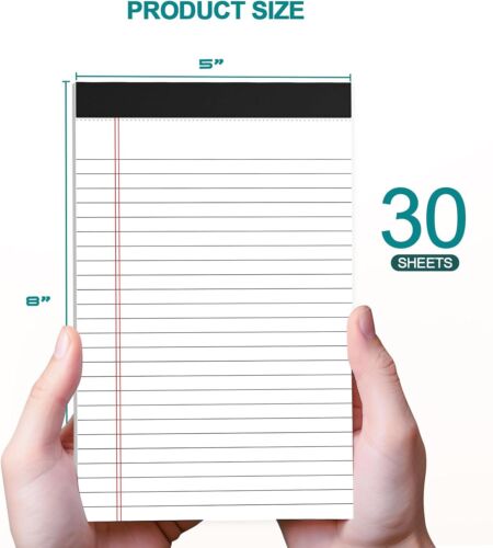10 Small Legal Pads 5x8 White Note Pads 5x8 Writing Pads, College Ruled Legal - Picture 2 of 7