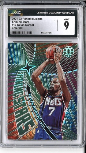 Kevin Durant NJ Nets 2021-22 Panini Illusions Shining Stars Emerald CGC 9 - Picture 1 of 2