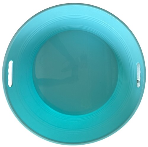New X-Large Size Round Hard Plastic Tub Organizer Turquoise Handles 18”x18”x7.3” - Picture 3 of 5