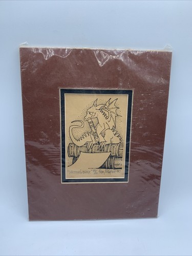 Signed REAL MUSGRAVE "writer’s Block” Etching PRINT POCKET DRAGON Rare 49/100 - Picture 1 of 7