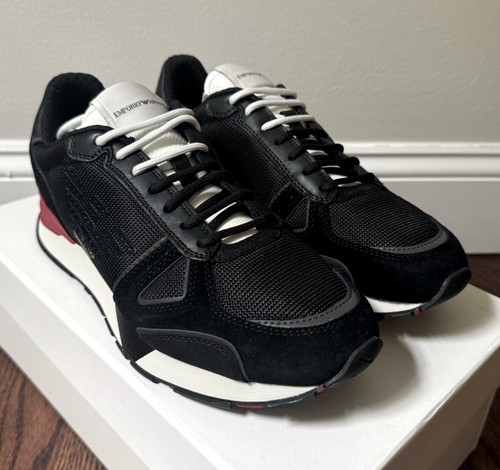 Emporio Armani Black/Off White Sneakers Men’s Size US 8 NIB $375 - Picture 3 of 15