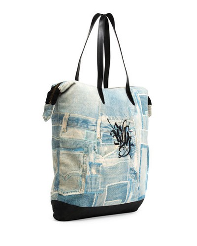 🆕️ Auténtico BOLSO DE MANO DE VIAJE DRIES VAN NOTEN DENIM JEAN-impresión grande Shopper - Imagen 4 de 7