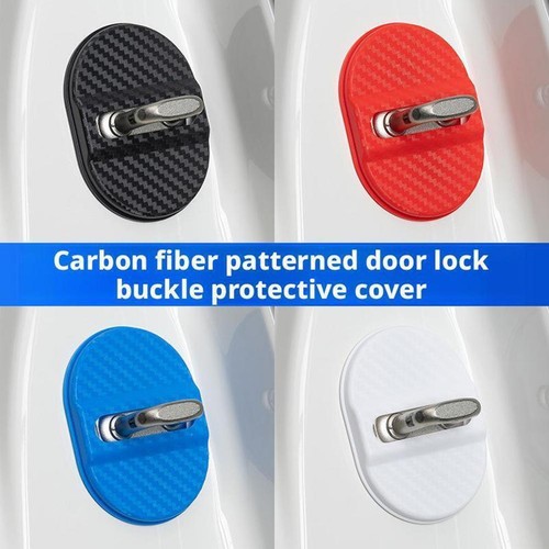 Carbon Fibre Car Door Lock Protective Cover Anti Rust Accessories W4L4 Trim C0K8 - Picture 4 of 25