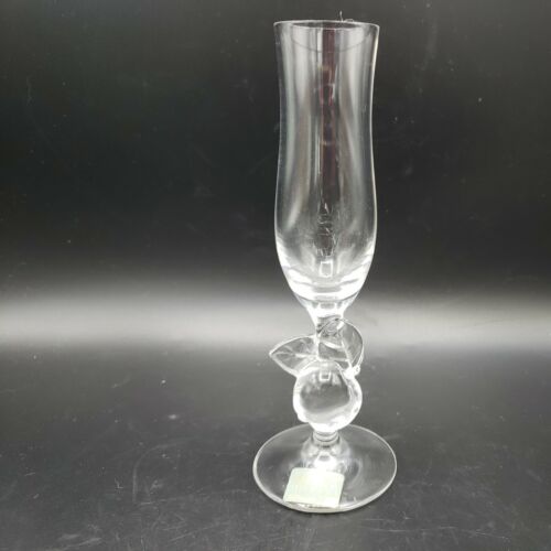 Mikasa Crystal Champagne Flute Glass Apple Leaves Stem Fluted Germany Cordial - Picture 2 of 11