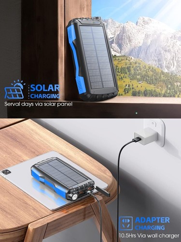 Solar Power Bank, 46800mAh Portable Charger, USB C Fast Charging Battery Pack - Zdjęcie 6 z 8
