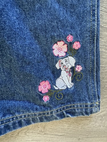Vintage Disney 101 Dalmation Overalls Bibs Denim With Embroidered Flowers - Picture 19 of 21