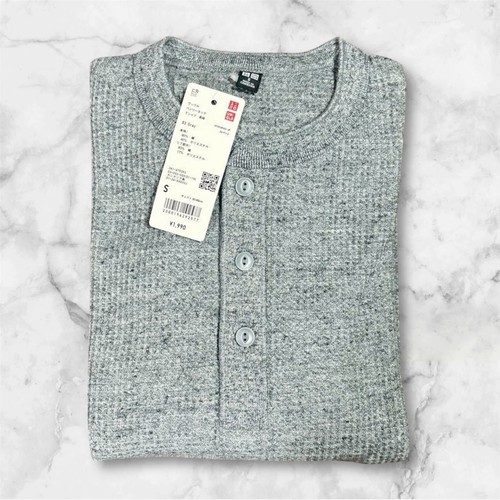 UNIQLO Waffle T-Shirt Henley Neck Long Sleeve XS-4XL 469924 New From Japan - Picture 11 of 18