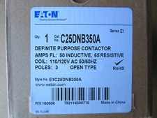 Eaton C25DNB350A Contactor 3P 50A 120V NEW!! in Factory Box Free Shipping