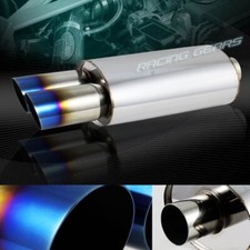 3 Dual Slant Titanium Burnt Tip T-304 Stainless 2.5 Inlet Exhaust Muffler 3 Dual Slant Titanium Burnt Tip T-304 Stainless 2.5 Inlet Exhaust Muffler