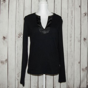 Just-Cavalli-Women-039-s-Designer-Long-Sleeve-V-Neck-Shirt-Black-cotton-Size-54
