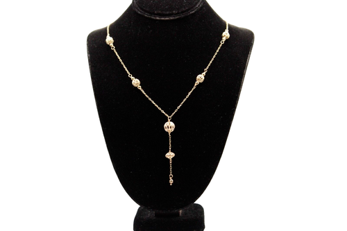 14kt Yellow Gold Bead Necklace 18" - Picture 2 of 9