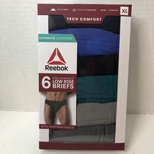 6-Pack REEBOK Men’s XL Performance Low Rise Briefs Underwear Tech Comfort