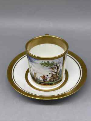 Antique, splendid cup & underplate Meissen Chinoiserien