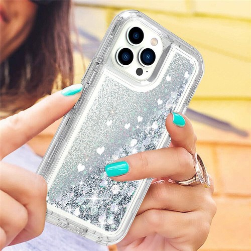 Coque de protection antichoc pour iPhone 13 12 11 Pro Max liquide rigide paillettes - Photo 19/21