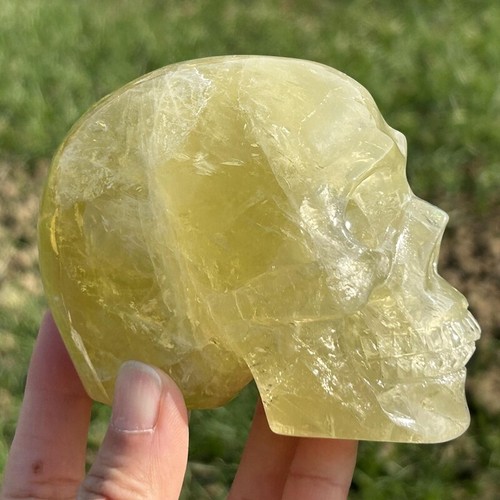 1.65LB Natural Citrine Skull Hand Carved Quartz Crystal Reiki Skull Healing Gift - Picture 8 of 23