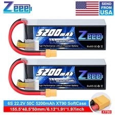 2x Zeee 6S LiPo Battery 5200mAh 22.2V 50C XT90 for RC Helicopter Plane Quad Jet