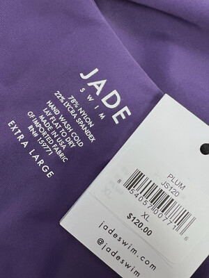 $120 Jade Swim Women's Purple Eden Long Sleeve Bikini Top Swimwear