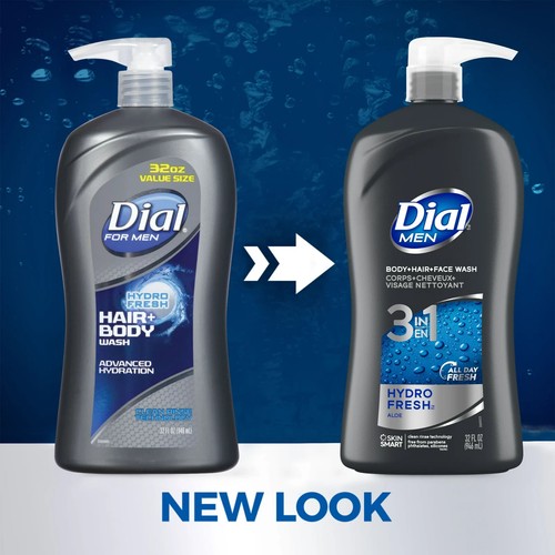 Dial Men 3in1 Body, Hair and Face Wash, Hydro Fresh, 32 fl oz - Picture 4 of 5