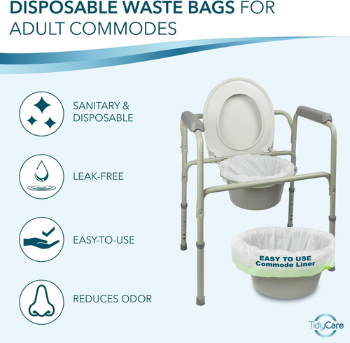 Tidycare Commode Liners for Bedside Portable Toilet Chair Bucket | Value Pack of - Picture 3 of 10