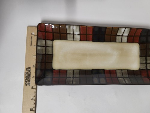 MINT NEW With Tags Pfaltzgraff Calico Windowpane Stoneware Serving Bread Tray - Picture 19 of 23