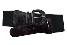 Dancing Days Retro Vintage Style Corinne Black Chunky Buckle Wide Elastic Belt