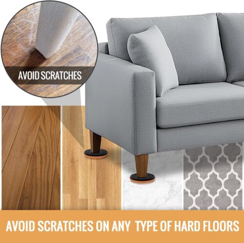 Felt Furniture Sliders for Hardwood Floors, 16 PCS 3 ½” Heavy Duty Furniture Mo - Picture 4 of 6