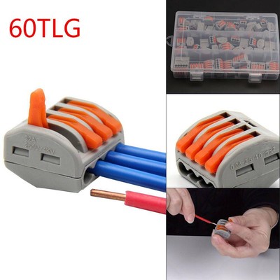 60x 2//3//5 Loch Anschlussleiter Klemmenblock Elektrischer Kabelstecker Draht Neu