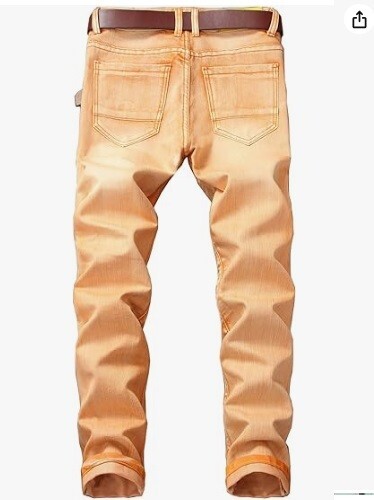 Pantalones de mezclilla ajustados para motociclista rasgados YTD para hombre - Imagen 1 de 4