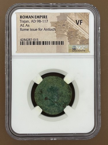 Trajan AE As Bronze Roman Coin AD 98-117, NGC VF - Picture 2 of 6