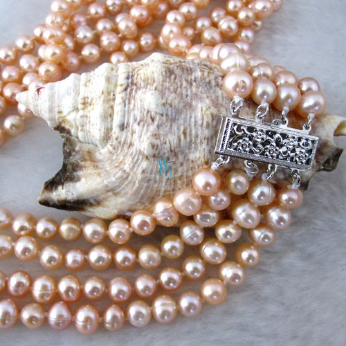Collana Perla Acqua Dolce 18-21"" 5-7 mm 4 file 4 file Gioielli Filaggio——ALTRI COLORI - Foto 10 di 21
