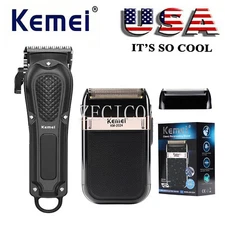 Kemei Professional Hair Clippers Trimmer Kit Men Cutting Machine Barber Salon US