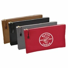 Klein 5141 Zipper Bags, Canvas Tool Pouches Brown/Black/Gray/Red, 4-Pack