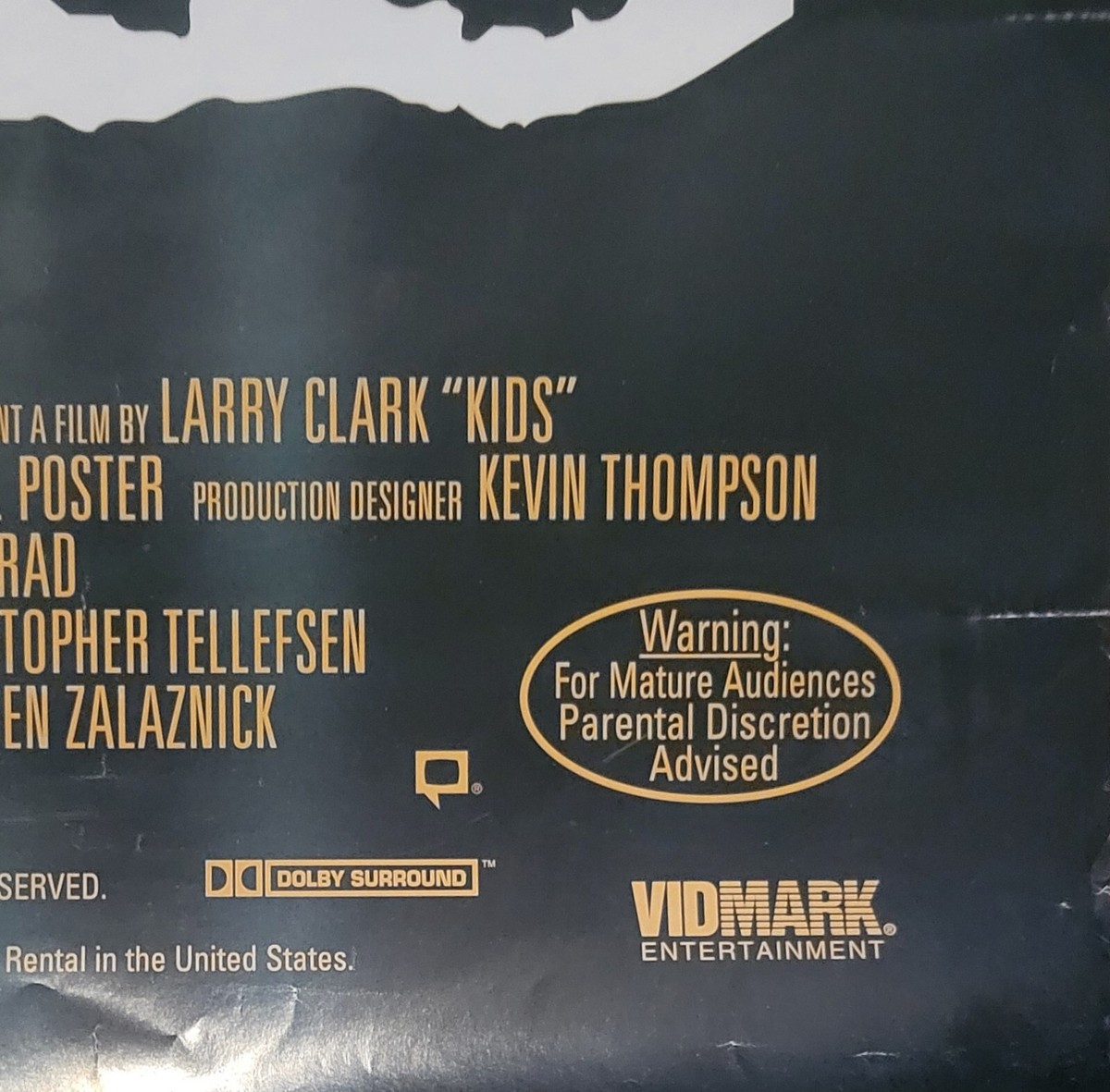 Rare Vintage 1995 Kids Movie Theater Poster Larry Clark Film Rare Vintage 1995 Kids Movie Theater Poster Larry Clark Film