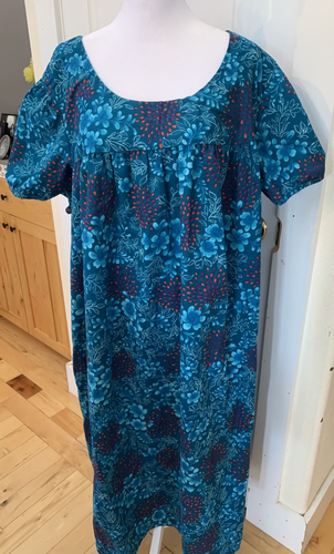 Only Necessities Damen Terrassen Haus Kleid 1X 22/24 Aqua Blumen Muumuu Taschen