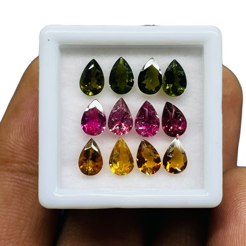 12 Pcs Natural Tourmaline 6x4mm Pear Cut Loose Untreated Gemstones Lot 4.47 Cts - Picture 6 of 8