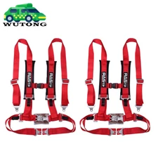 4 Point Harness 2" Seat Belt For Polaris Can-Am Kawasaki Red 2 Pack