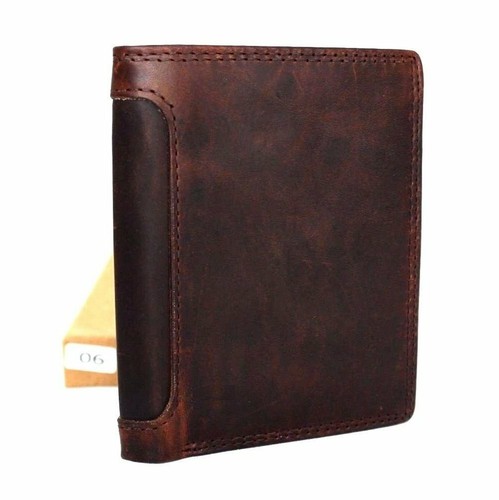 Para hombre Billetera de Cuero Marrón Oscuro Tarjetas de Crédito Ranuras de Identificación Ventana Suave Triple Davis - Imagen 8 de 8