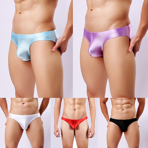 Mens Briefs Ice Silk Low-rise Underwear Bikini Pouch Panties G-String Sexy Thong - Picture 5 of 30