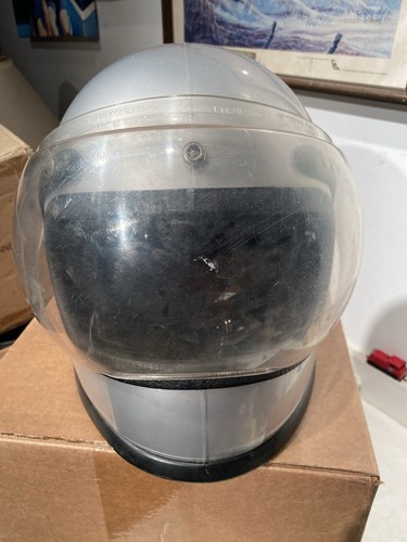 Vintage Grant  Motorcycle Helmet silver Full Face Bubble Visor L/XL SPACE VIBES - Picture 5 of 5