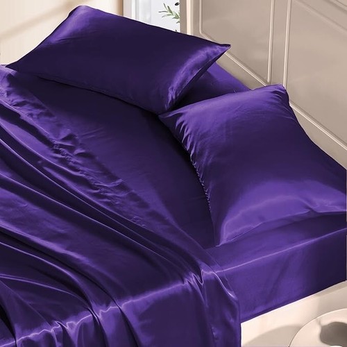 XL TWIN size Bridal Satin Fitted sheet+2 standard Pillowcases seamless 8" drop❤️ - Picture 7 of 31