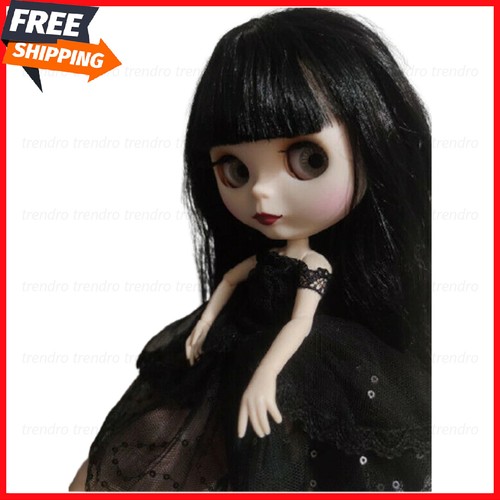 Nude Blythe Doll from Factory 12" Jointed Body Matte Face White Skin Black Hair - Picture 9 of 12