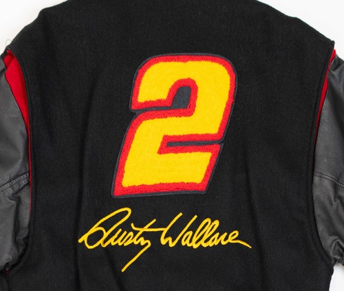 Vintage NASCAR Rusty Wallace Miller Lite Leather Jacket Men Size M Wool Lined - Picture 9 of 21