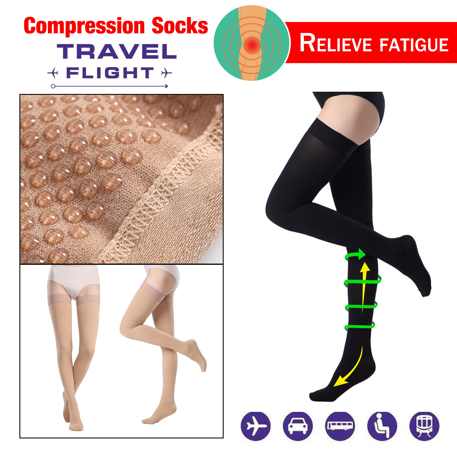 Legbeauty 23-32mmHg Medical Compression Pantyhose Stockings for Women  Closed Toe Elastic Varicose Veins Nursing Pressure Tights