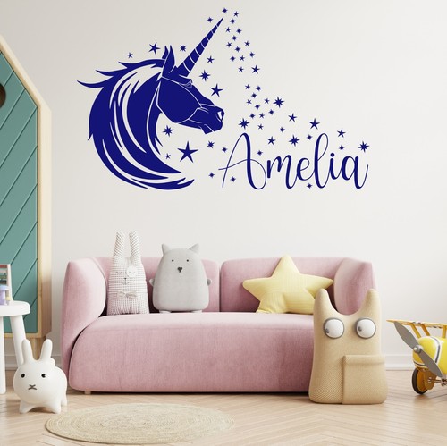 UNICORN Wall Sticker Girls PERSONALISED ANY NAME Bedroom Vinyl Decal Transfer #2 - Picture 11 of 25
