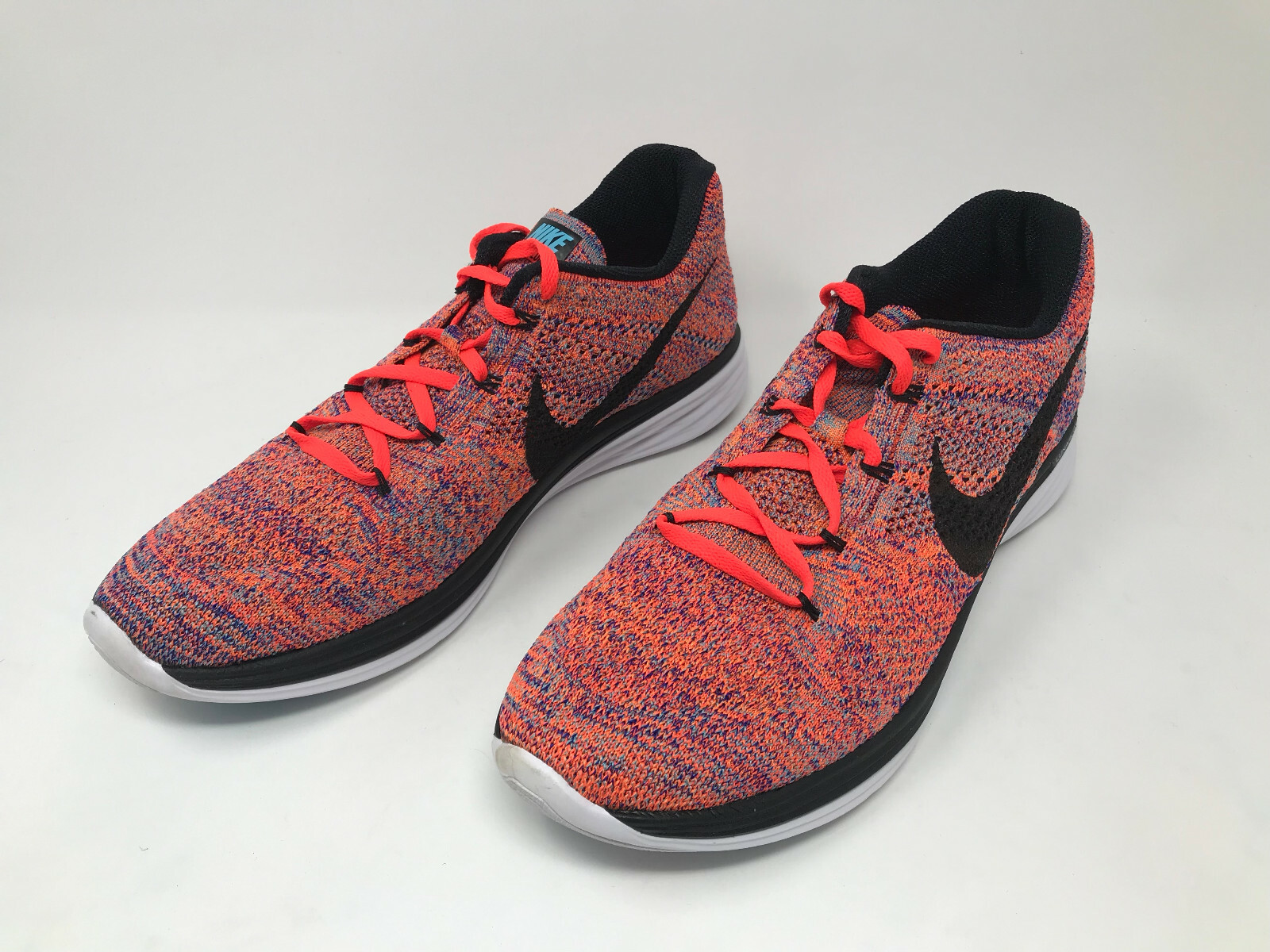 USED Men's SIZE 11 Nike Flyknit Lunar 3 (concord black crimson orange) RARE USED Men's SIZE 11 Nike Flyknit Lunar 3 (concord black crimson orange) RARE