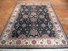 9 X 12'3 Hand Knotted Green Persian Kashan Design Oriental Rug G399