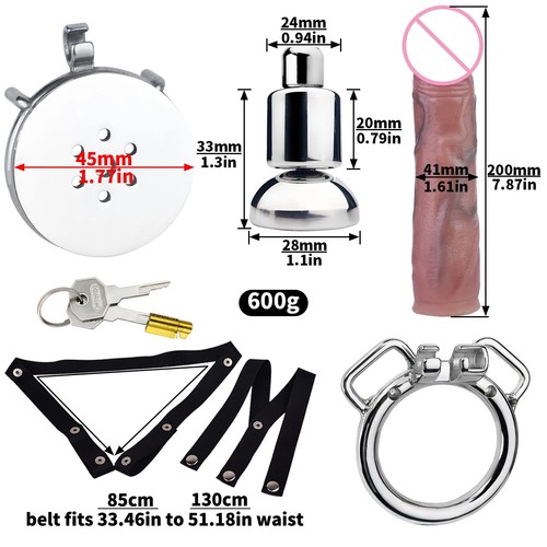 New Inverted Chastity Cage with Large Realistic Detachable Accessories Fetish - Picture 29 of 47