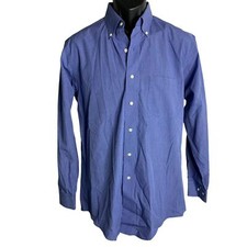 Brooks Brothers 346 Button Down Dress Shirt 15 32/33 Blue Check Non Iron Pocket