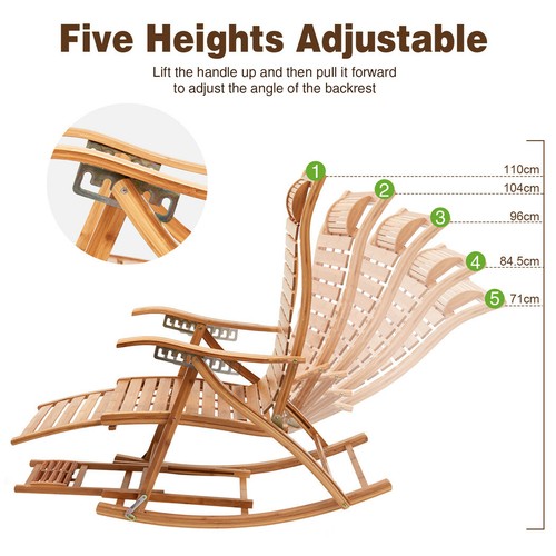 Schaukelstuhl XXL Schwingsessel Schaukel Gartenstuhl Relaxstuhl Natur Liegestuhl - Bild 5 von 12