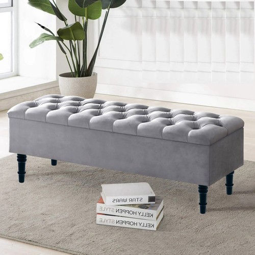 Large Ottoman Bench with Storage, 4ft Ottoman Footstool, End of Bed Bench, - Picture 2 of 55